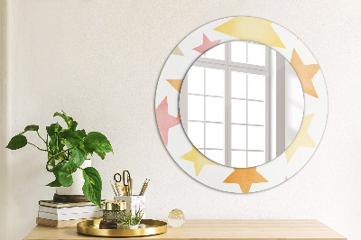 Round mirror print Pastel color stars