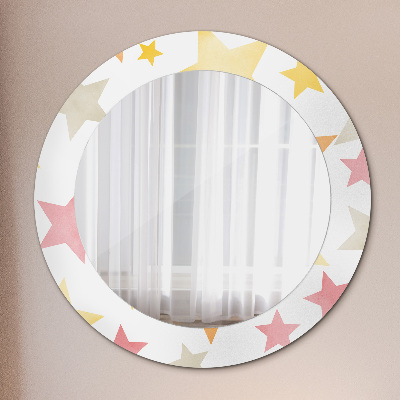 Round mirror print Pastel color stars