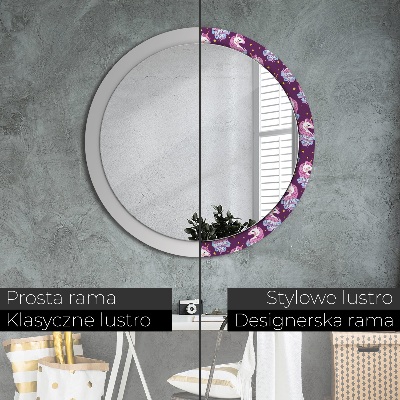 Round mirror printed frame Unicorn stars