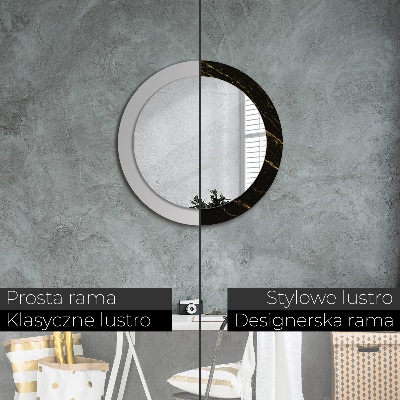 Round mirror print Black marble