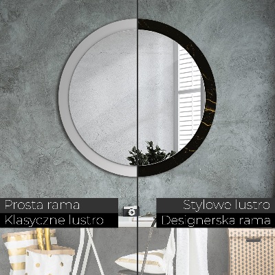 Round mirror print Black marble