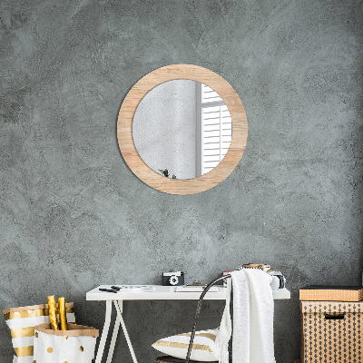 Round decorative wall mirror Wood texture