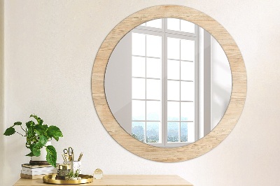 Round decorative wall mirror Wood texture