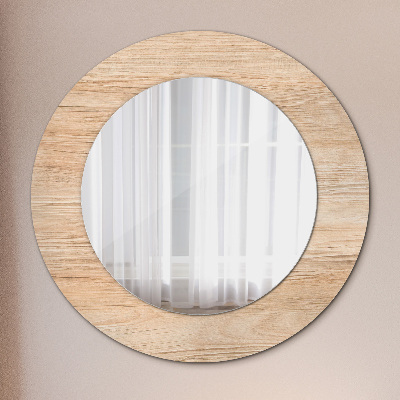 Round decorative wall mirror Wood texture