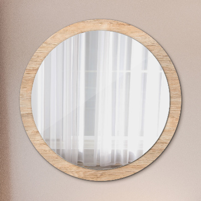 Round decorative wall mirror Wood texture