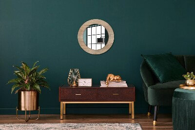 Round decorative wall mirror Wood texture