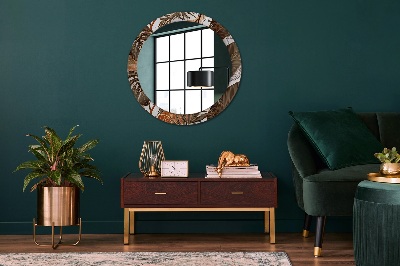 Round decorative wall mirror Palm leaves