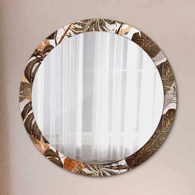 Round decorative wall mirror Palm leaves