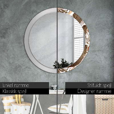 Round decorative wall mirror Palm leaves