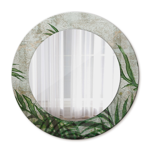 Round decorative wall mirror Fern leaves