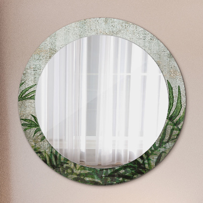 Round decorative wall mirror Fern leaves