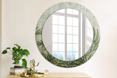 Round decorative wall mirror Fern leaves