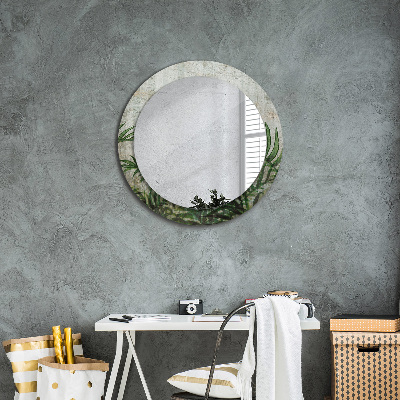 Round decorative wall mirror Fern leaves