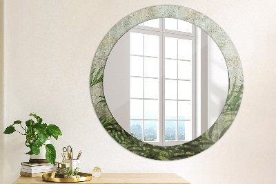 Round decorative wall mirror Fern leaves