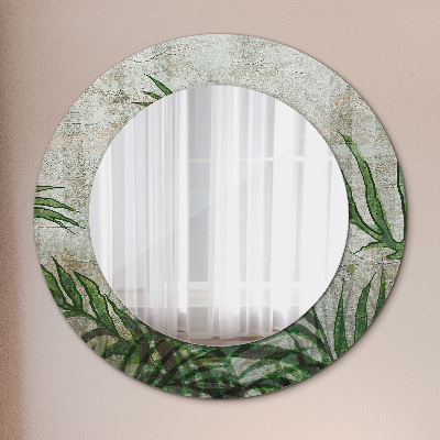 Round decorative wall mirror Fern leaves