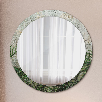 Round decorative wall mirror Fern leaves