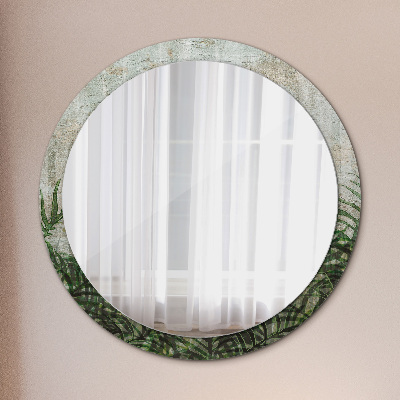 Round decorative wall mirror Fern leaves