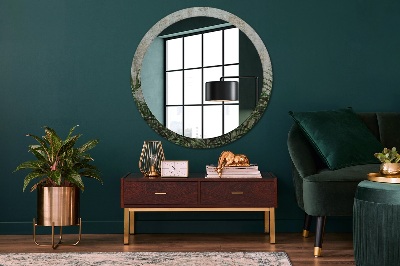 Round decorative wall mirror Fern leaves