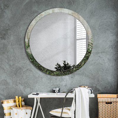 Round decorative wall mirror Fern leaves