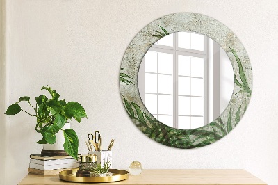 Round decorative wall mirror Fern leaves