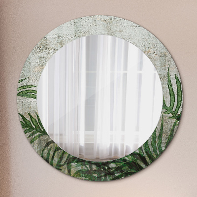 Round decorative wall mirror Fern leaves