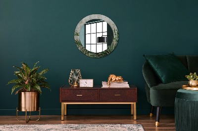 Round decorative wall mirror Fern leaves