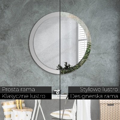 Round decorative wall mirror Fern leaves