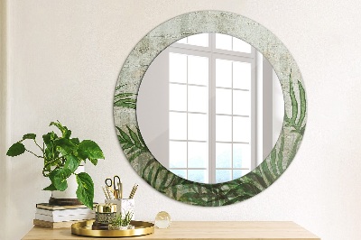 Round decorative wall mirror Fern leaves