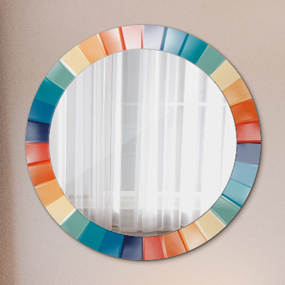 Round decorative wall mirror Radial concentric stripes