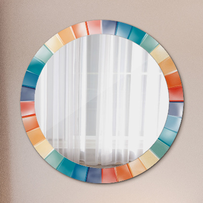 Round decorative wall mirror Radial concentric stripes