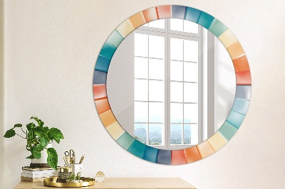 Round decorative wall mirror Radial concentric stripes