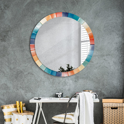 Round decorative wall mirror Radial concentric stripes