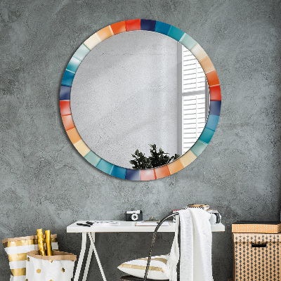 Round decorative wall mirror Radial concentric stripes