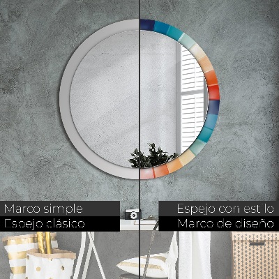 Round decorative wall mirror Radial concentric stripes