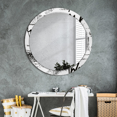 Round decorative wall mirror Graffiti pattern