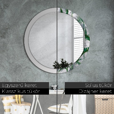 Round decorative wall mirror Tropical leaves