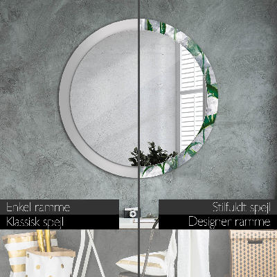 Round decorative wall mirror Tropical leaves