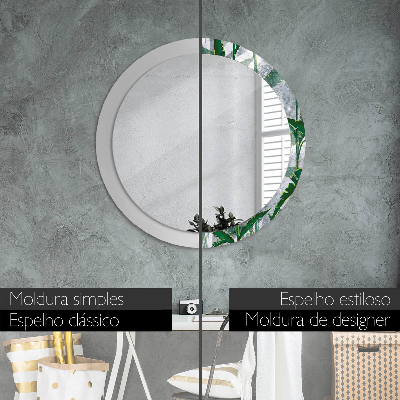 Round decorative wall mirror Tropical leaves