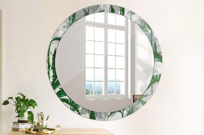 Round decorative wall mirror Tropical leaves