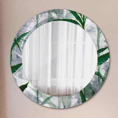 Round decorative wall mirror Tropical leaves