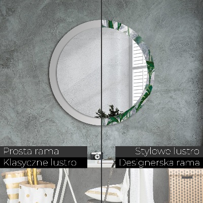 Round decorative wall mirror Tropical leaves