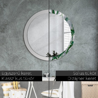 Round decorative wall mirror Tropical leaves