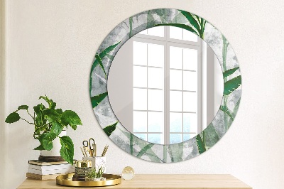 Round decorative wall mirror Tropical leaves