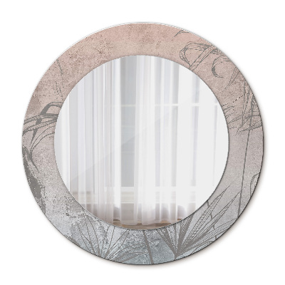 Round decorative wall mirror Tropical flowers