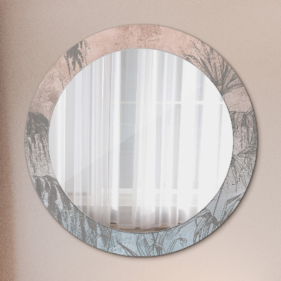 Round decorative wall mirror Tropical flowers