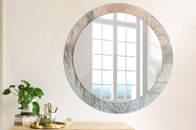 Round decorative wall mirror Tropical flowers