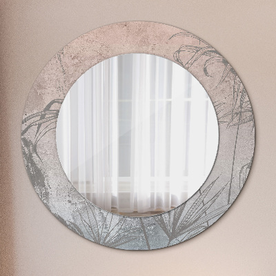 Round decorative wall mirror Tropical flowers