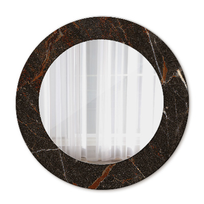 Round mirror printed frame Brown marble