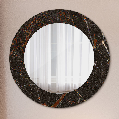 Round mirror printed frame Brown marble