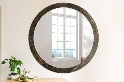 Round mirror printed frame Brown marble